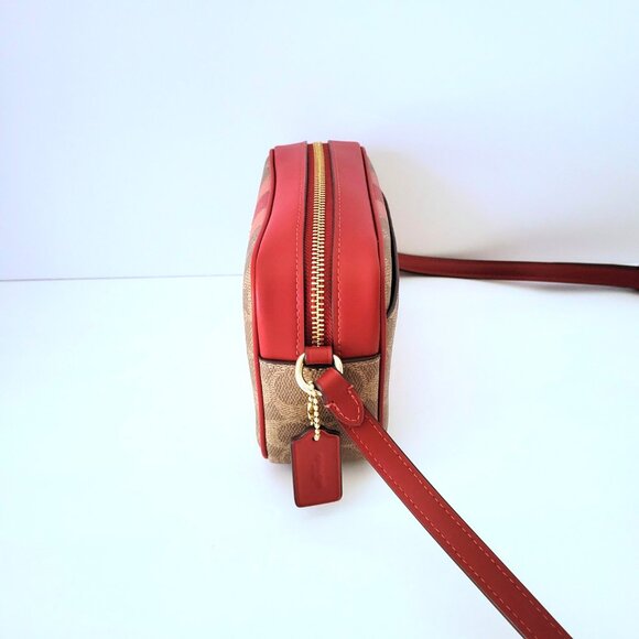 Coach CAQ42 Mini Jamie Camera Bag Signature Stripe Crossbody Handbag Tan Multi - Picture 3 of 6